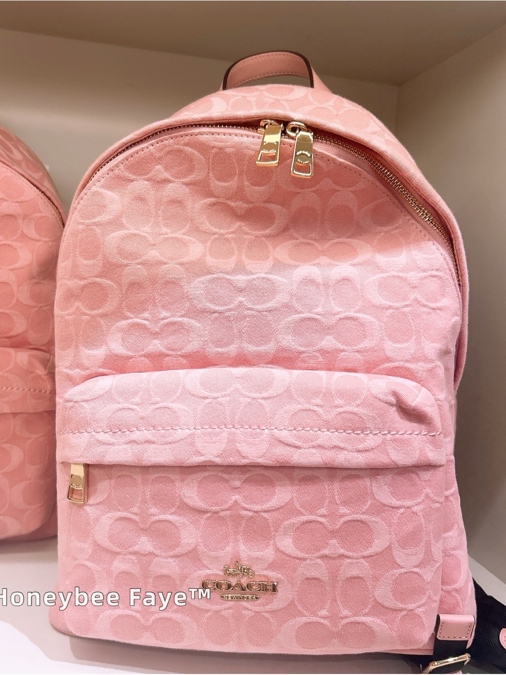 NWT Coach Taylor Small Backpack In Signature Denim CER70 Gold/Light Pink